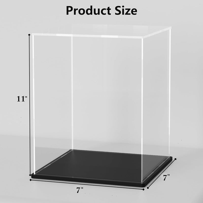 SVENJBB Acrylic Display Case, 7x7x11 Inch Cube Acrylic Boxes for Display, Clear Display Cases with Matte Black Base and Lid for Collectibles and Figures - Image 5